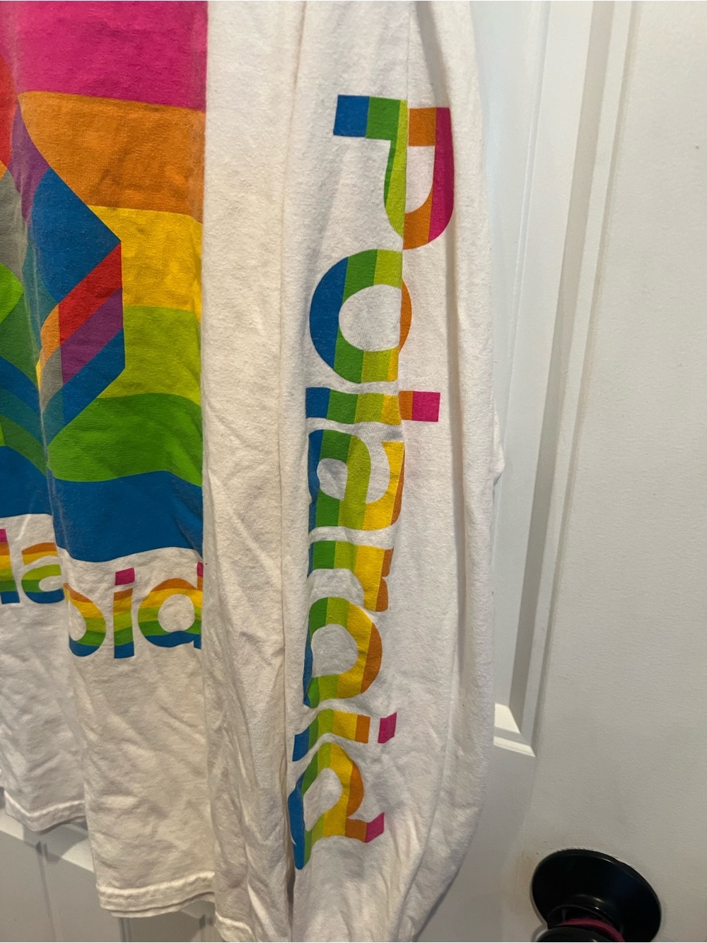 Polaroid White Long Sleeve Tee with Rainbow Logo L - Picture 4 of 5